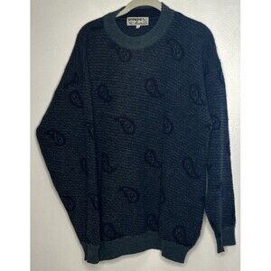 Vintage Mondo di Marco Sweater Men’s Large Paisley Crewneck Made in Italy Gray